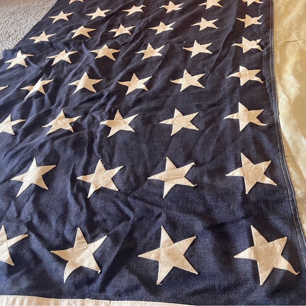 VTG XL 48 Stars American Flag Hand Stitched Stars Cotton 113.5x53.5” - Picture 3 of 16